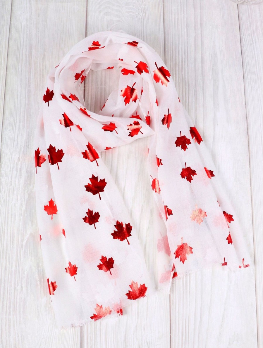 Accessories Sheer-essentials Gloves & Scarfs | Foil Maple Leaf Print Scarf