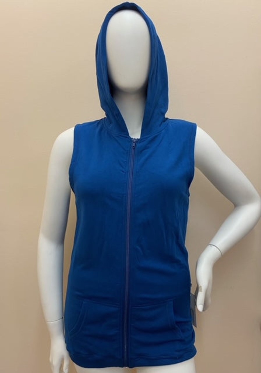 Clothing Sheer-essentials Vests, Wraps & Ponchos | Solid Zip-Front Fleece Hooded Vest