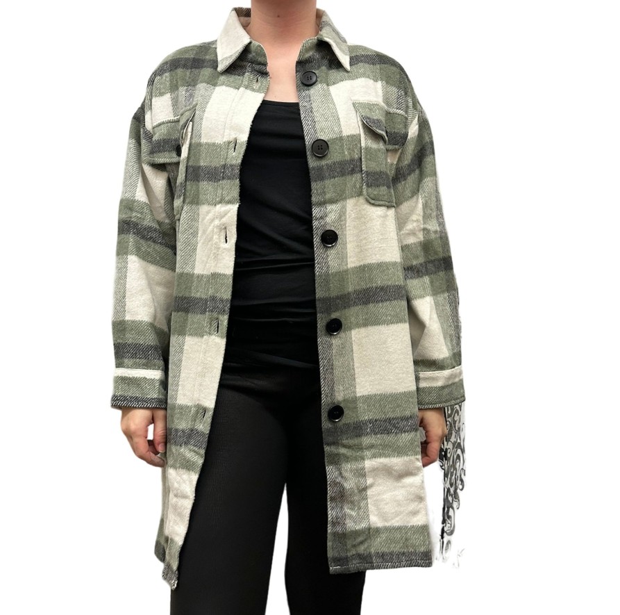 Clothing Sheer-essentials Plus Size | The Papa Plaid Shacket