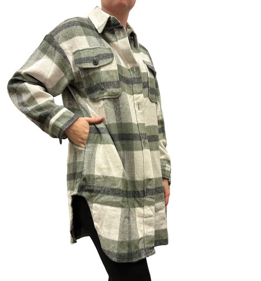 Clothing Sheer-essentials Plus Size | The Papa Plaid Shacket