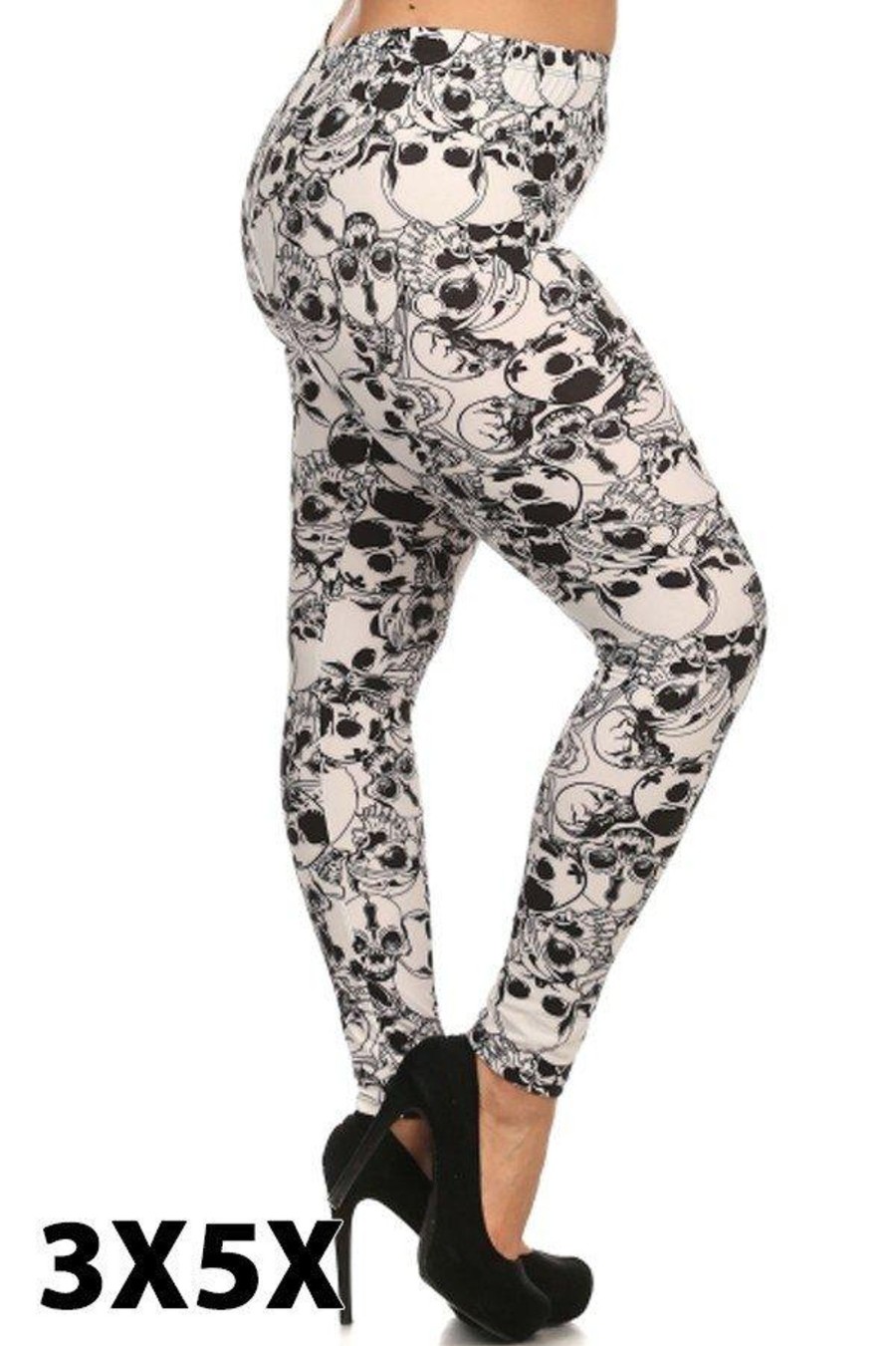 Clothing Sheer-essentials Plus Size | Plus Size Leggings (3X/5X) - Skulls