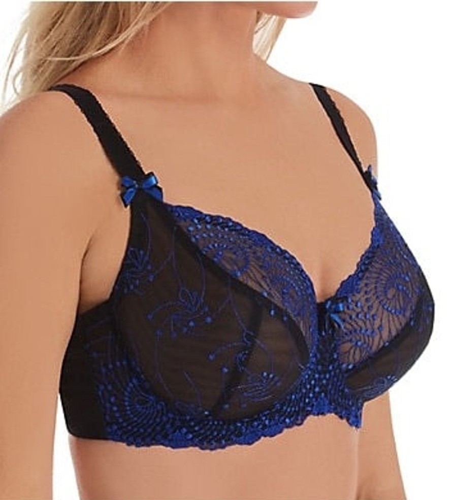 Lingerie & Intimates Sheer-essentials Plus Size | Nicole Lace Underwire Bra - Black / Cobalt