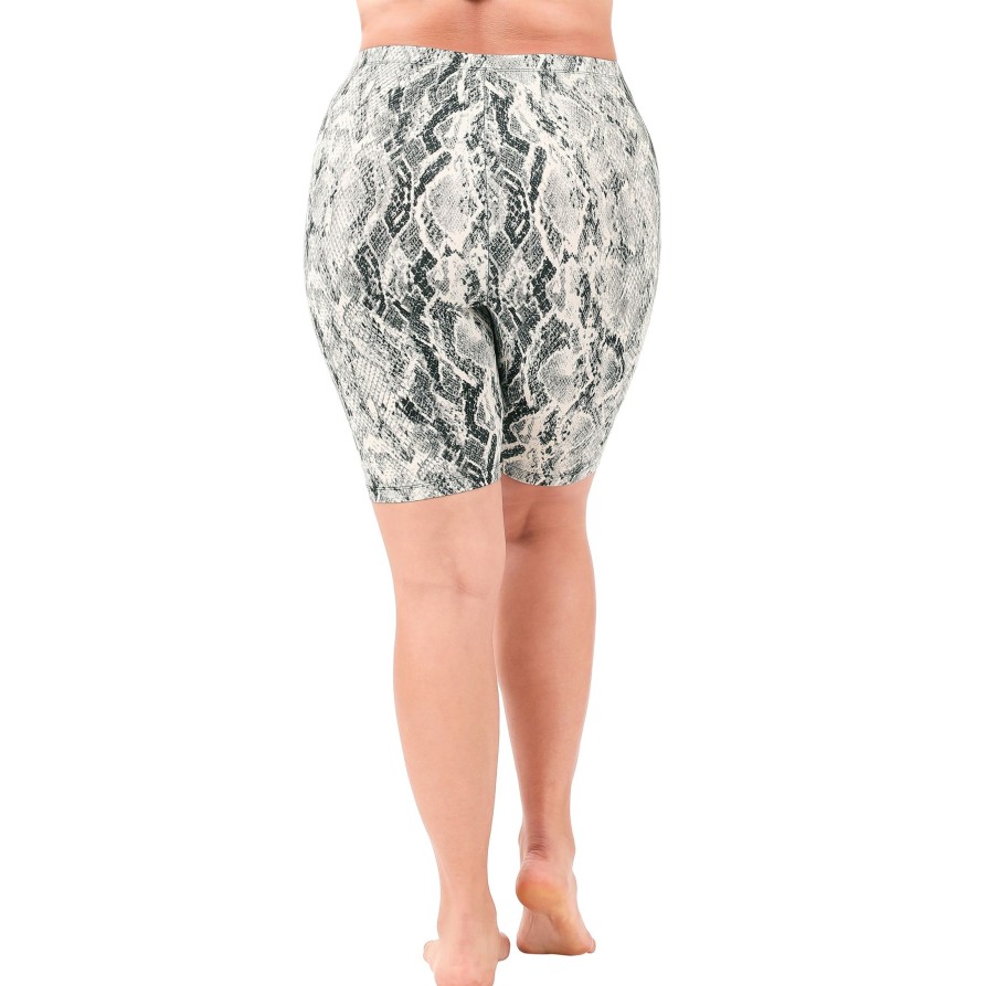 Clothing Sheer-essentials Plus Size | Snakeskin Brushed Microfibre Bike Shorts