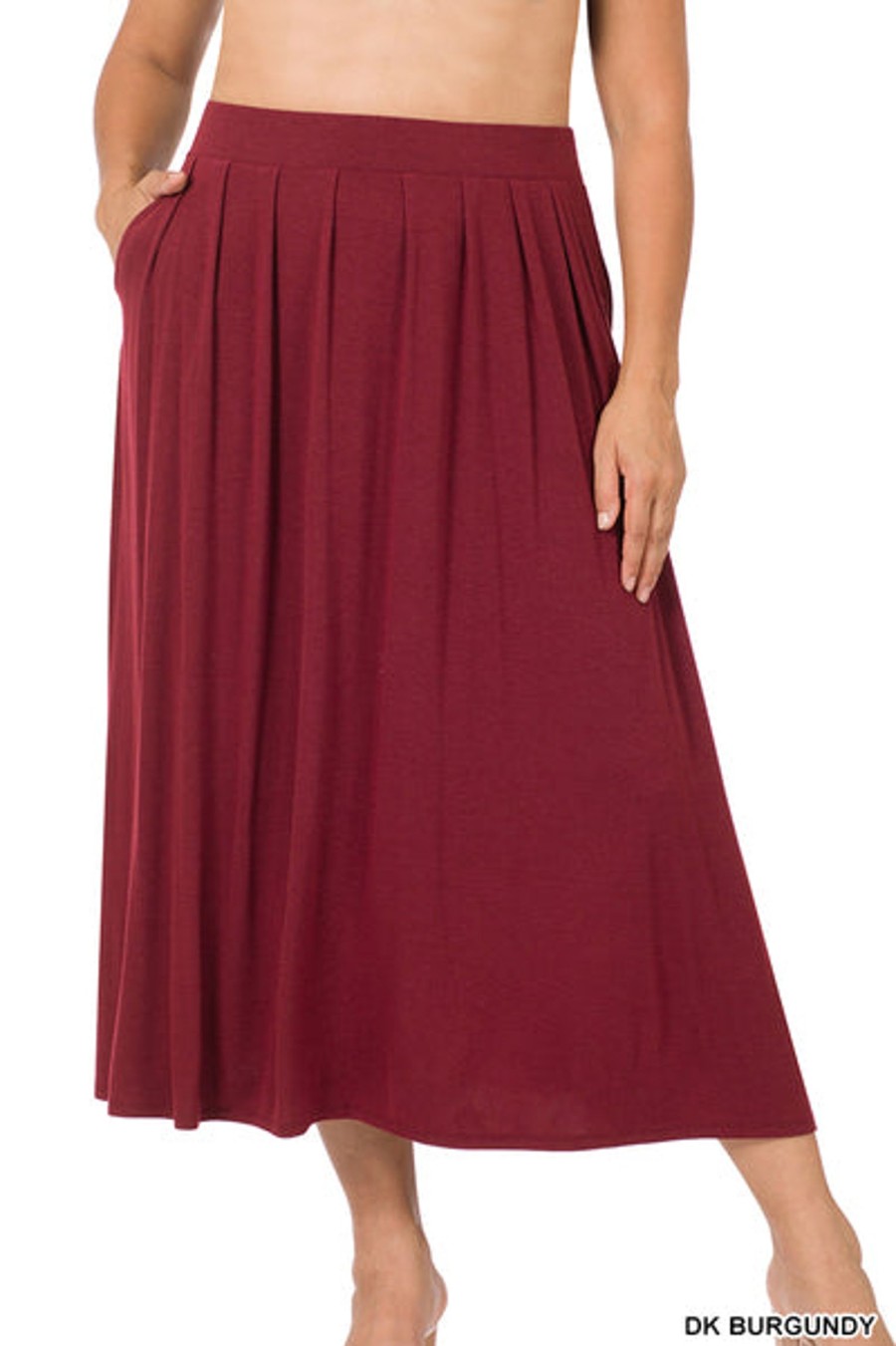 Clothing Sheer-essentials Plus Size | High Waist Pleated Midi Skirt