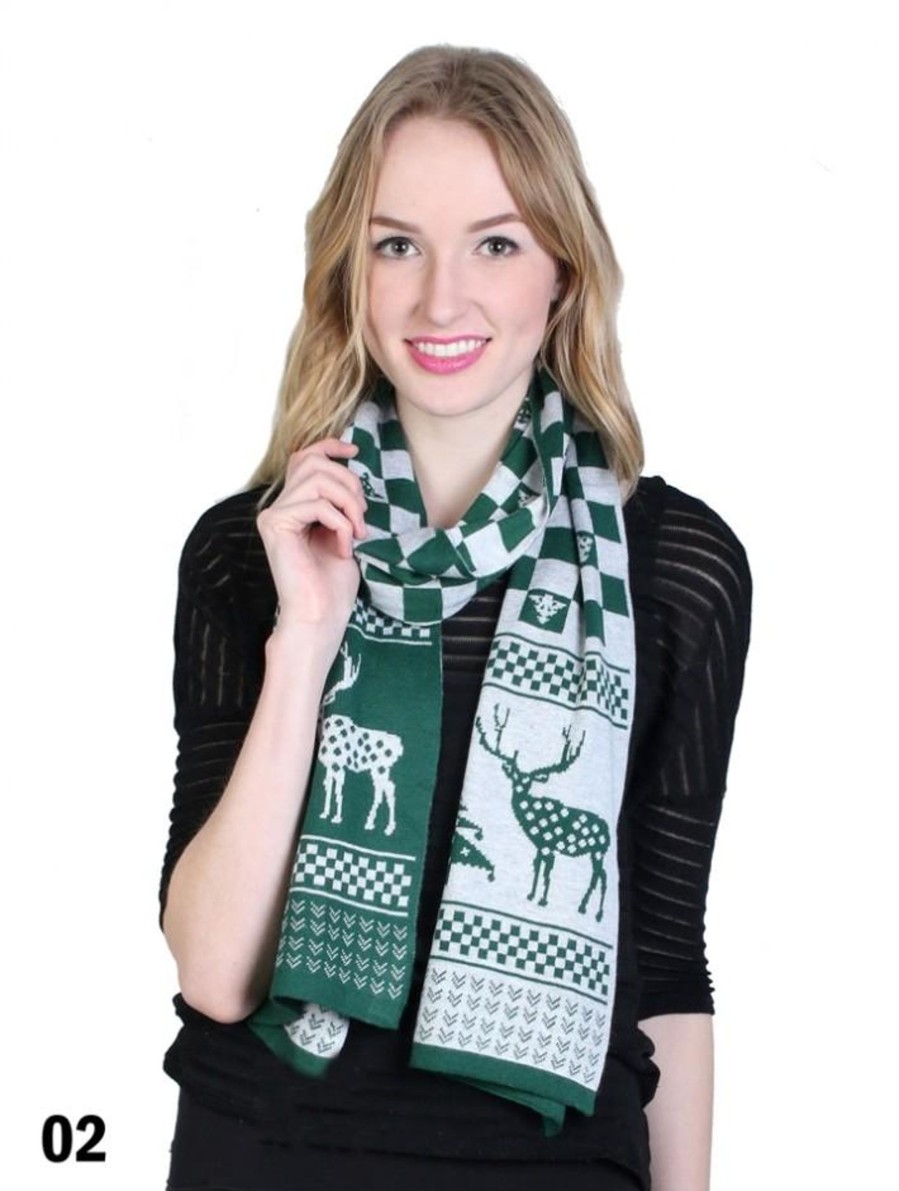 Accessories Sheer-essentials Gloves & Scarfs | Two Tone With Moose, Plaid Scarf