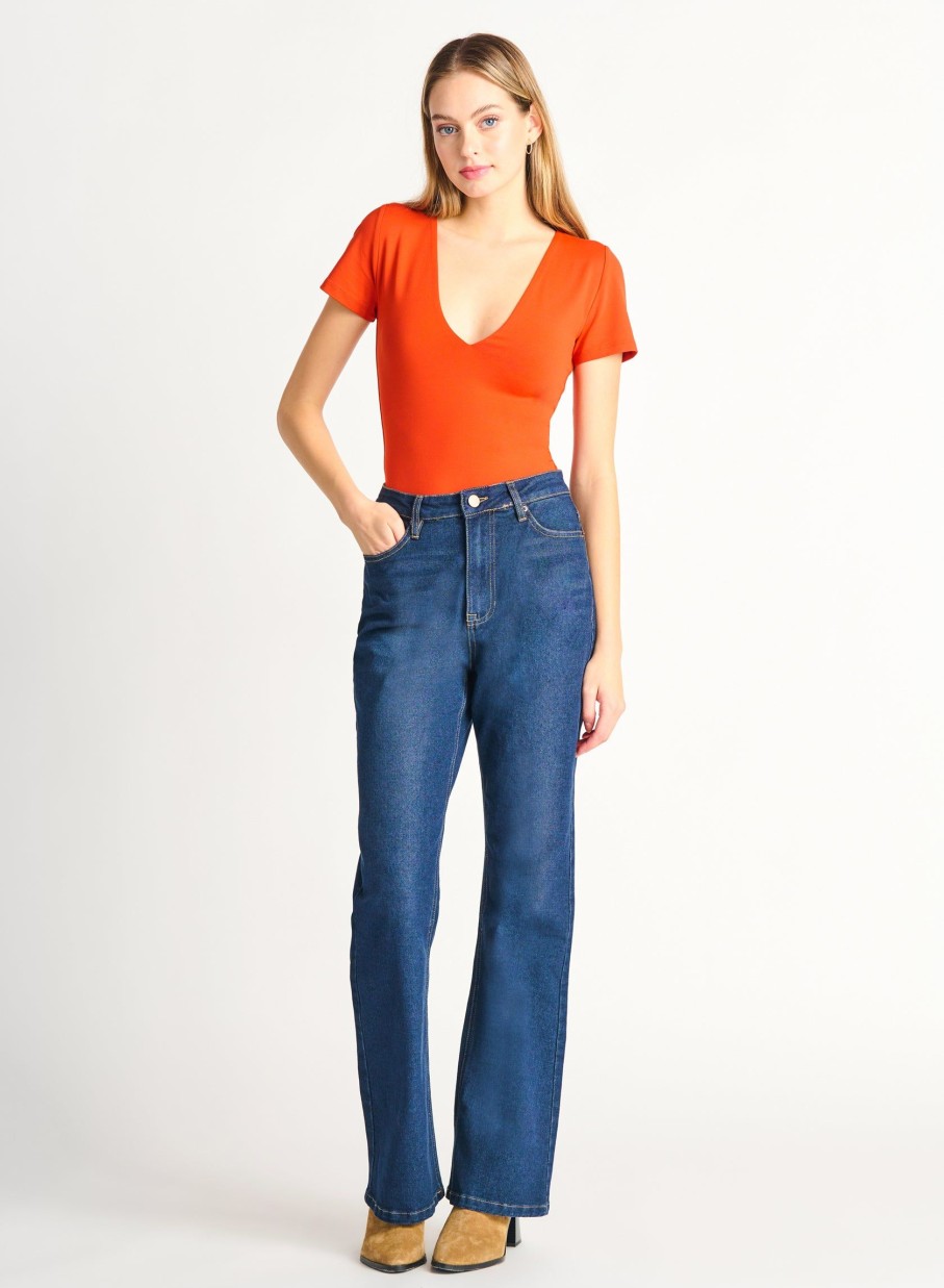 Clothing Sheer-essentials Jeans | Dex High Rise Flared Dark Wash Jeans