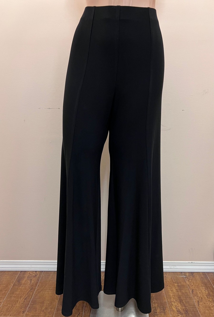 Clothing Sheer-essentials Pants | Black Pull-On Flowy Dress Pants