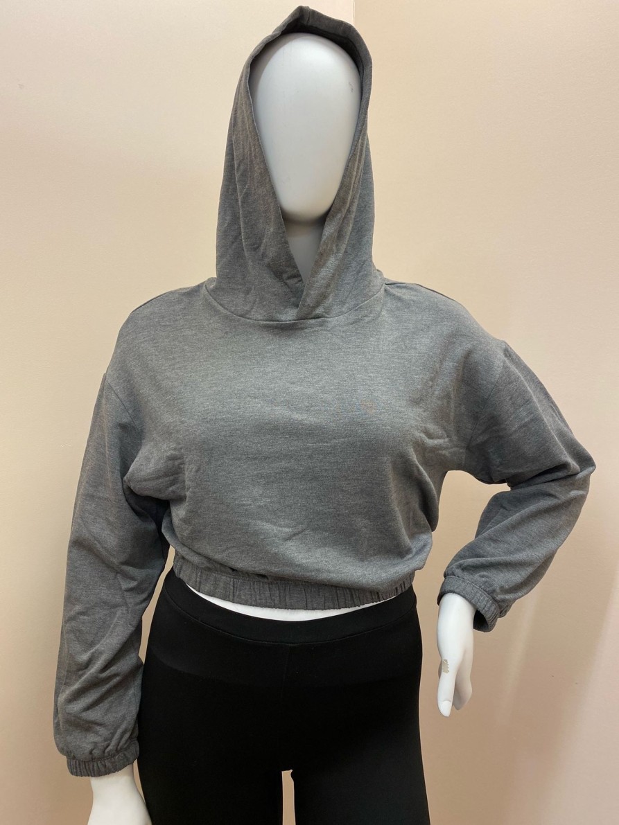 Clothing Sheer-essentials Hoodies | Solid Brushed Jersey Cropped Sweater