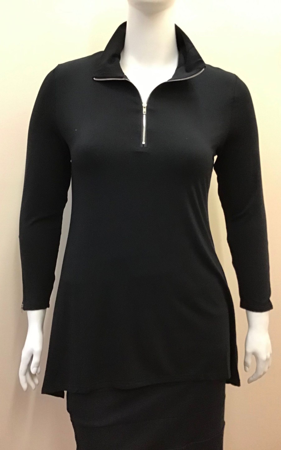 Clothing Sheer-essentials Plus Size | Bamboo Zip Detail Tunic