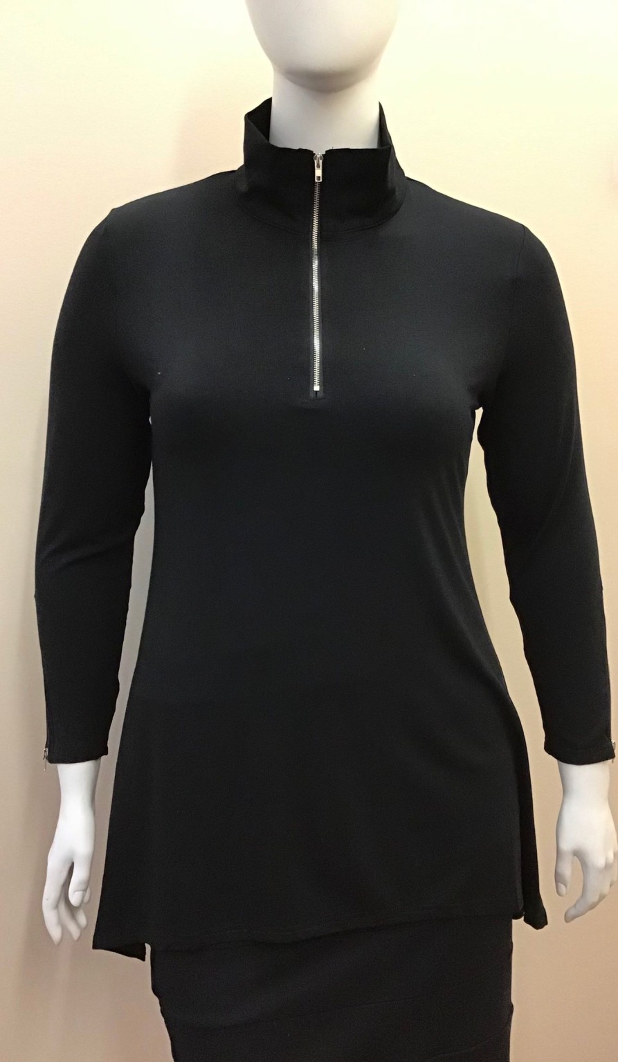 Clothing Sheer-essentials Plus Size | Bamboo Zip Detail Tunic