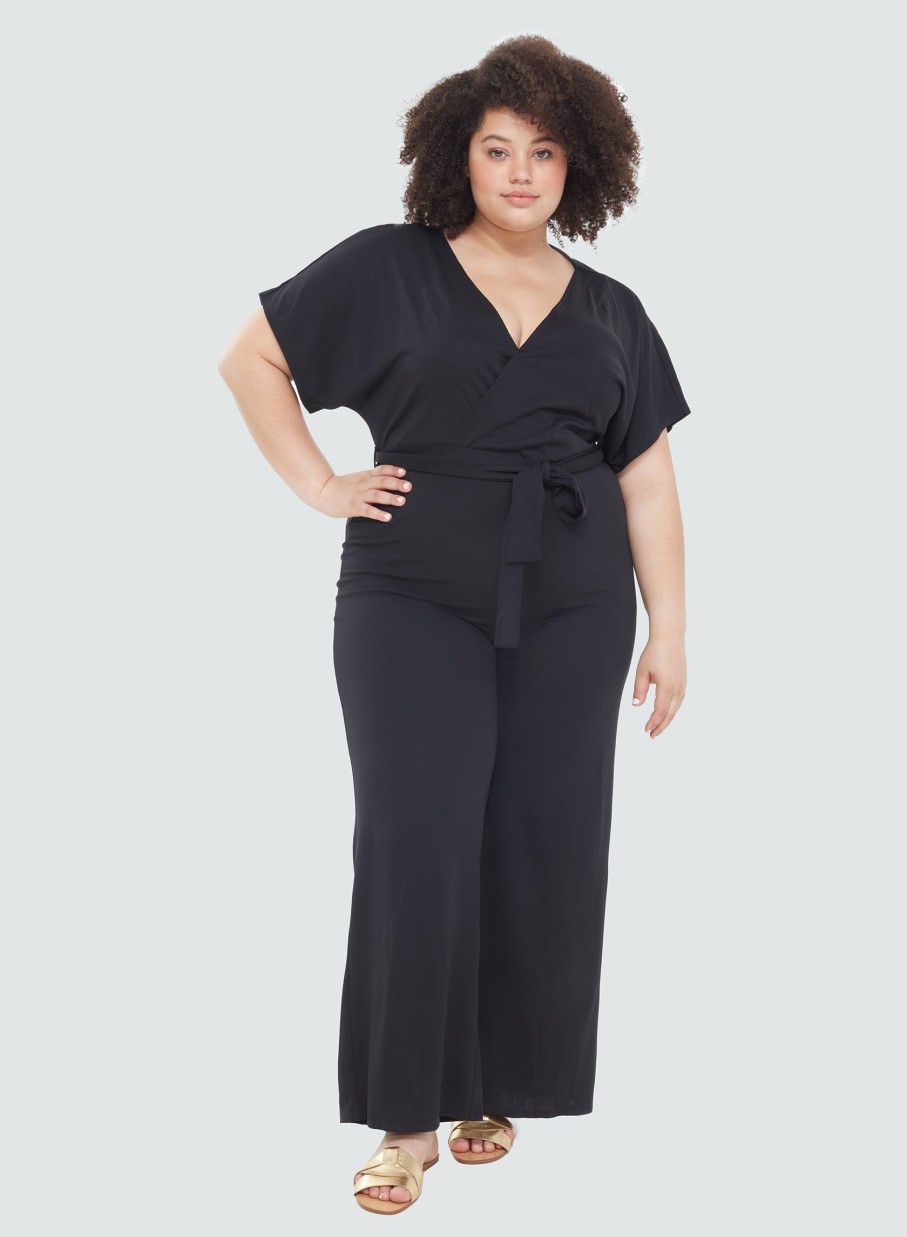 Clothing Sheer-essentials Plus Size | Dex Wrap Front Jumpsuit