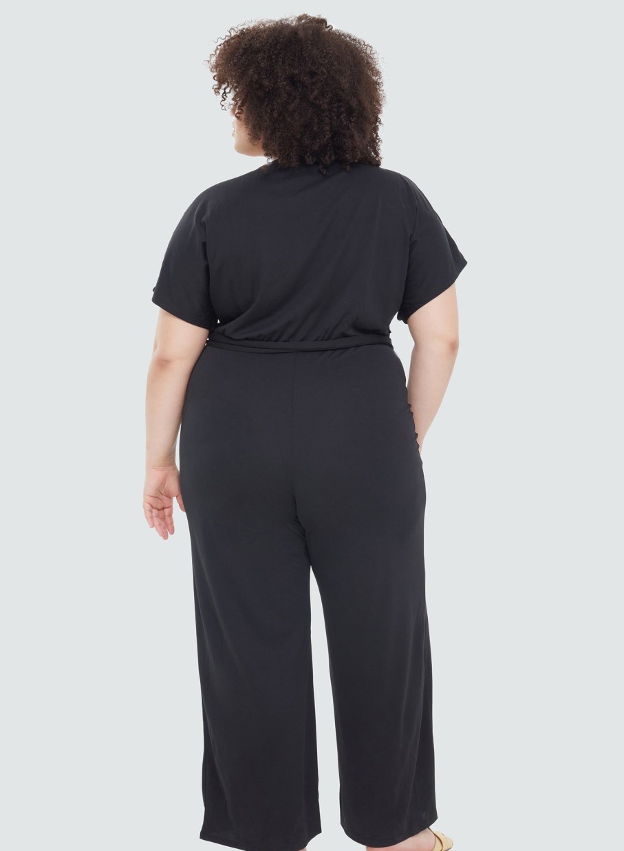 Clothing Sheer-essentials Plus Size | Dex Wrap Front Jumpsuit