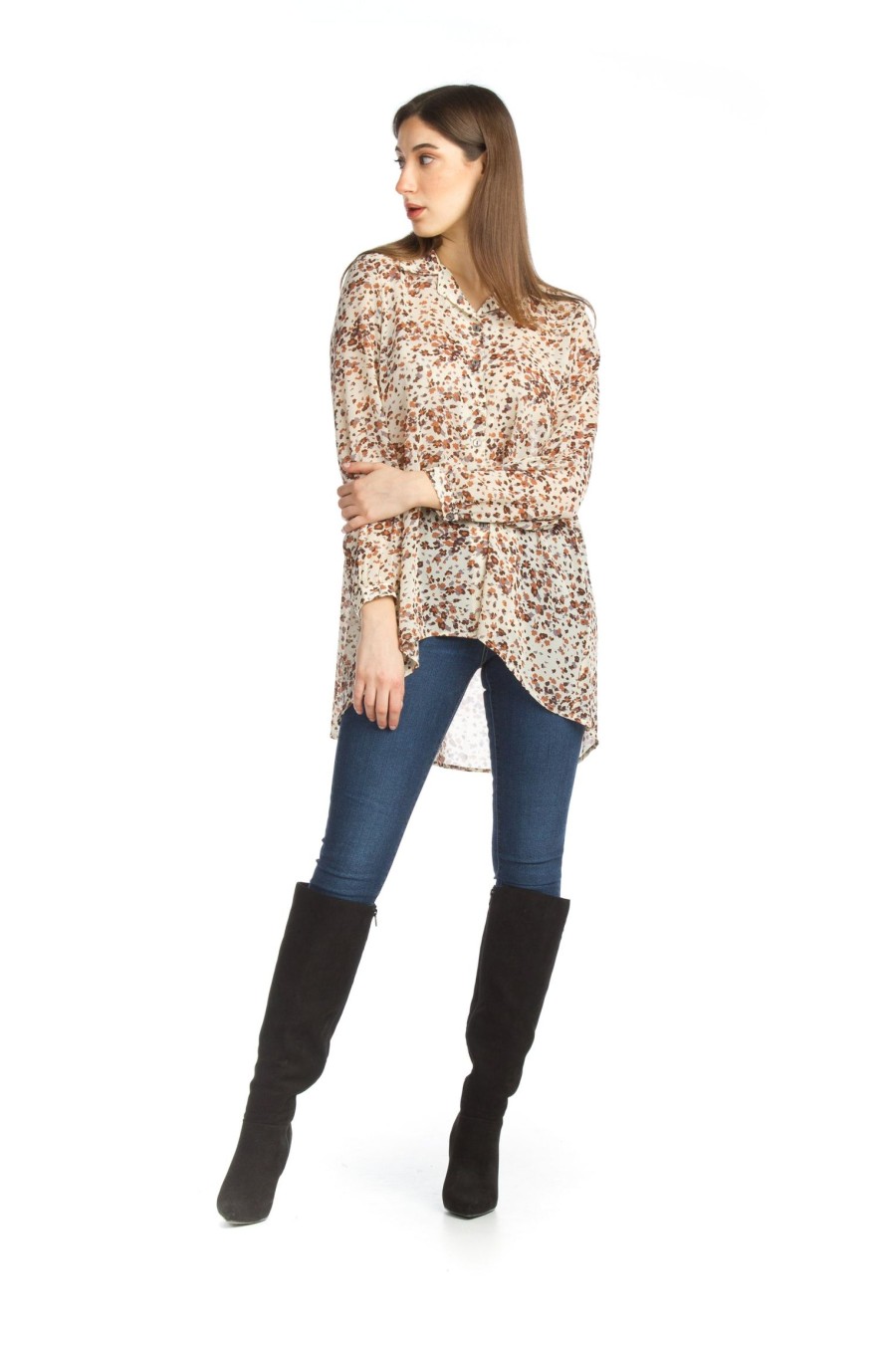 Curvy Fashions Sheer-essentials Blouses | Georgette Terrazzo Print Blouse