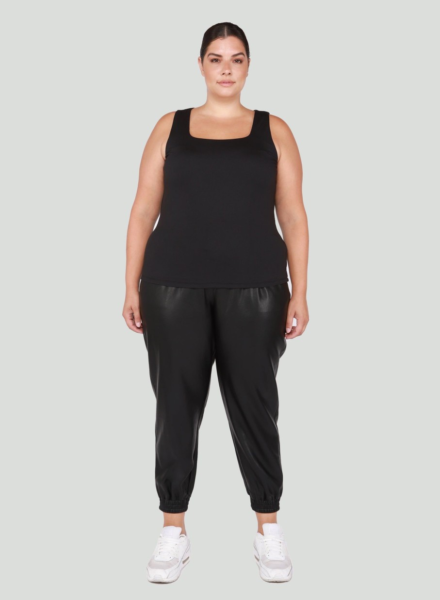 Clothing Sheer-essentials Plus Size | Dex Square Neck Black Tank