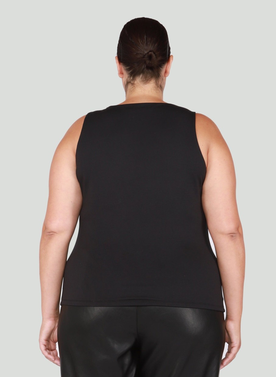 Clothing Sheer-essentials Plus Size | Dex Square Neck Black Tank