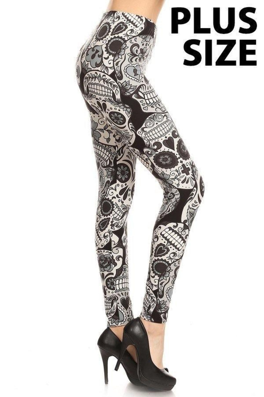 Clothing Sheer-essentials Plus Size | Plus Size Leggings - Skulls