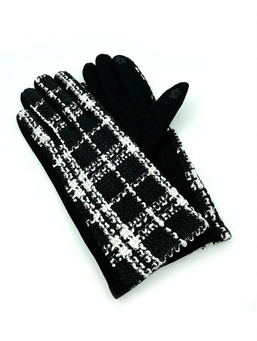 Accessories Sheer-essentials Gloves & Scarfs | B&W Plaid Touch Screen Gloves