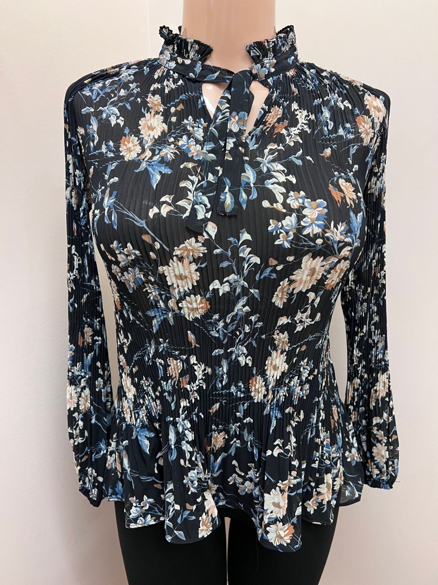 Clothing Sheer-essentials Plus Size | Floral Print Long Sleeve Blouse