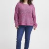 Clothing Sheer-essentials Plus Size | Fransa Knitted Very Berry Pullover Sweater