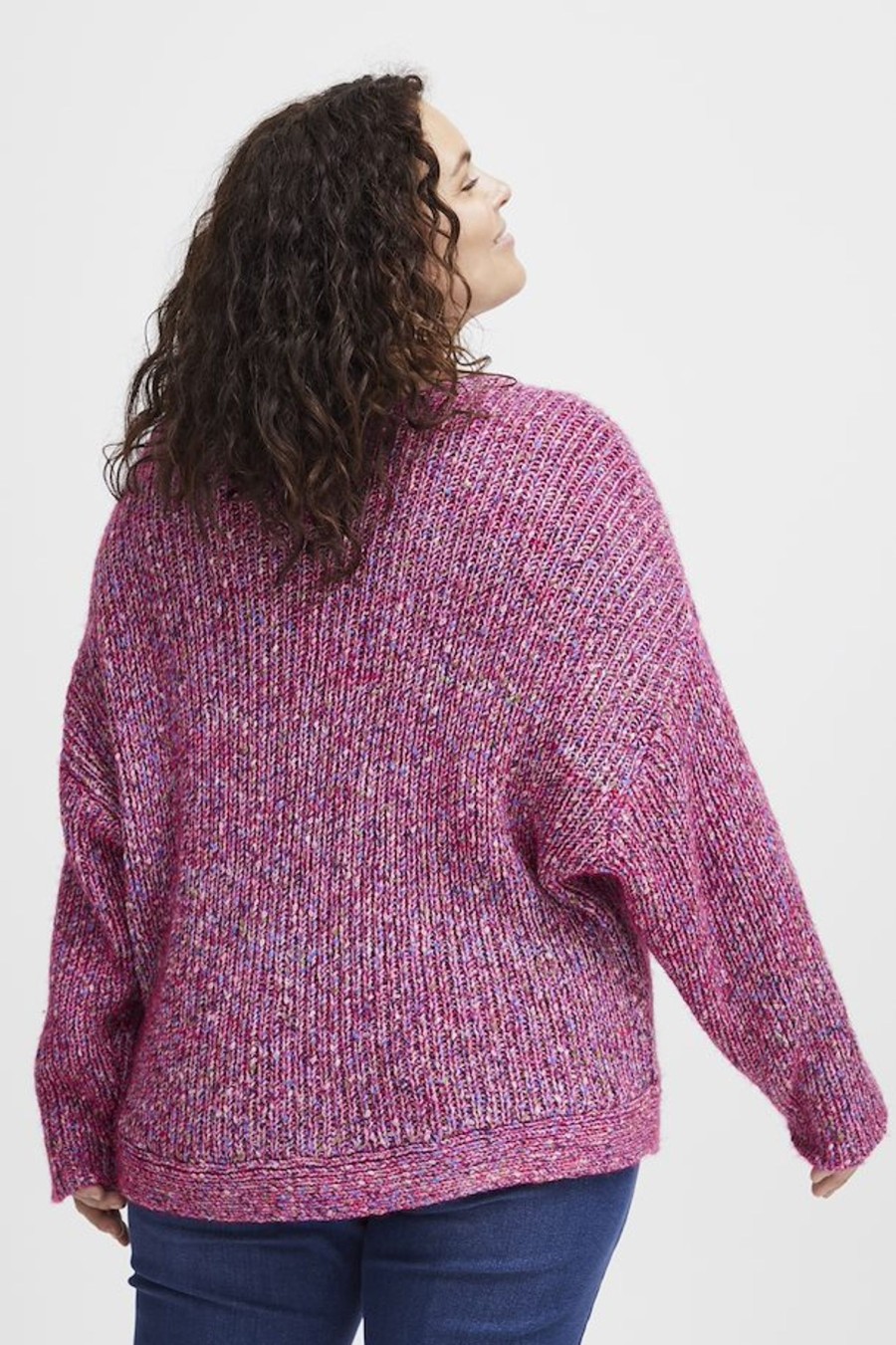 Clothing Sheer-essentials Plus Size | Fransa Knitted Very Berry Pullover Sweater