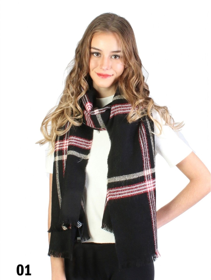 Accessories Sheer-essentials Gloves & Scarfs | Soft-Touch Plaid Scarf