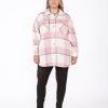 Clothing Sheer-essentials Jackets | Dex Button Front Pink Plaid Shacket