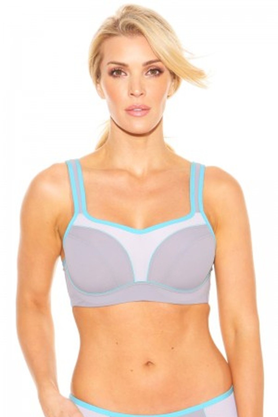 Lingerie & Intimates Sheer-essentials Racer Back | Pauline Sports Bra - Silver/Teal