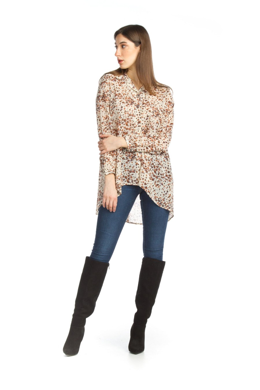 Clothing Sheer-essentials Plus Size | Georgette Terrazzo Print Blouse