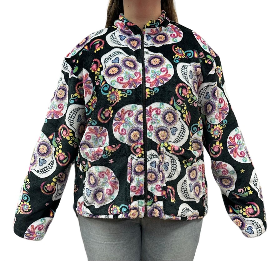 Clothing Sheer-essentials Jackets | Sugar Skull Medical Bed Jacket