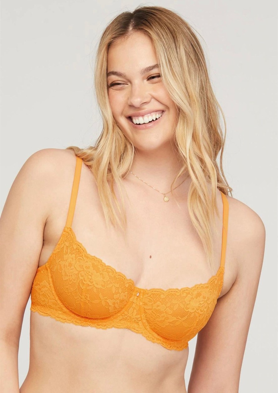 Lingerie & Intimates Sheer-essentials Balconettes | Montelle Flirt Demi Lace Bra - Mango Sorbet