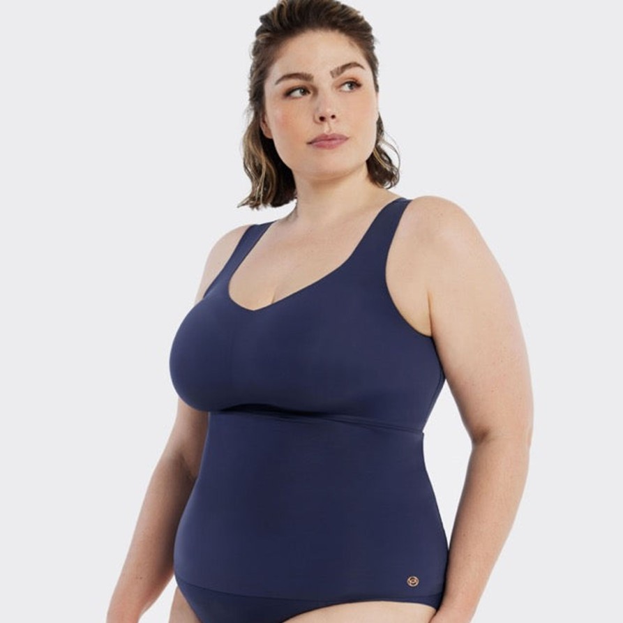 Lingerie & Intimates Sheer-essentials Plus Size | Evelyn Smoothing Bra Cami - Midnight Navy