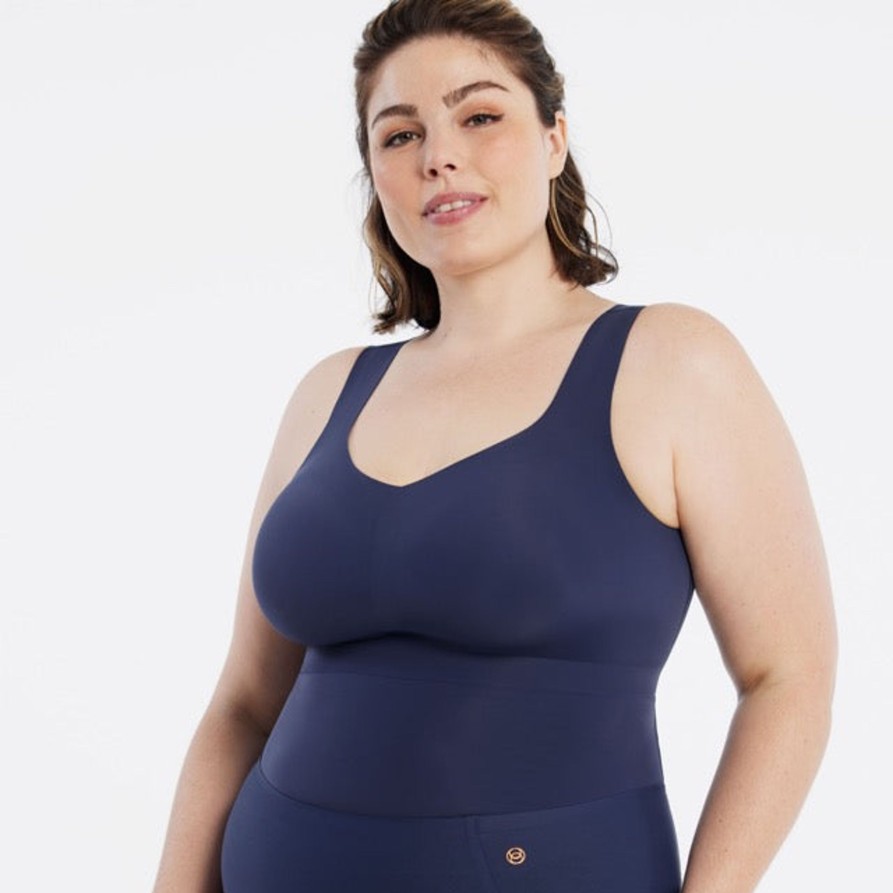 Lingerie & Intimates Sheer-essentials Plus Size | Evelyn Smoothing Bra Cami - Midnight Navy