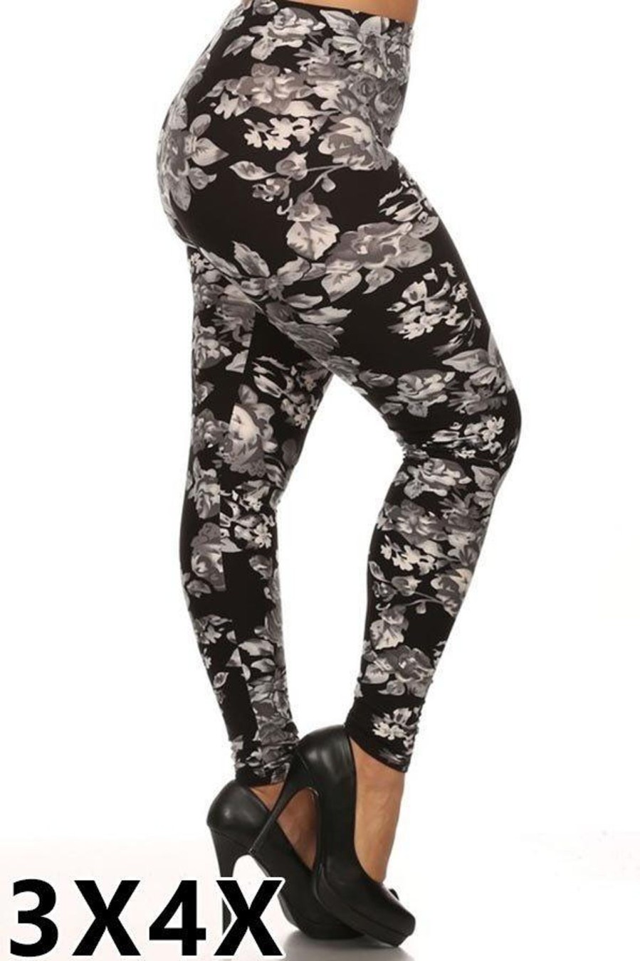 Clothing Sheer-essentials Plus Size | Plus Size Leggings (3X/4X) - Floral Print