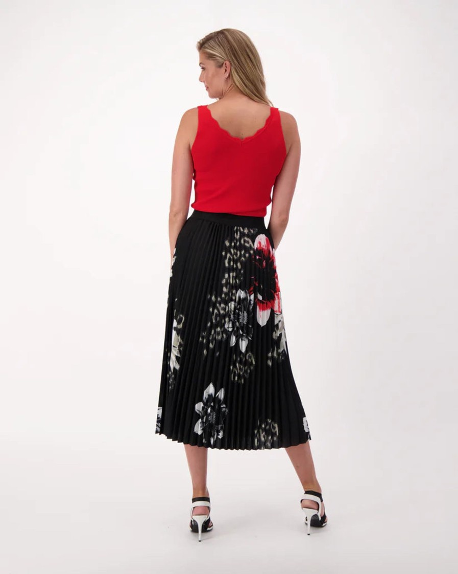 Clothing Sheer-essentials Skirts | Floral Plisse Pleated Skirt