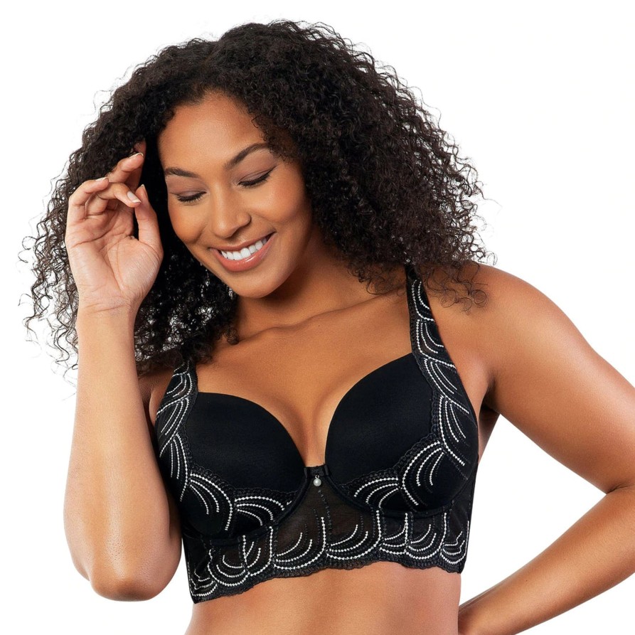 Lingerie & Intimates Sheer-essentials Underwire | Pearl Longline Plunge Bra - Black